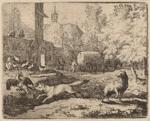 Reynard yrittää ryöstää kukkoa, luultavasti n. 16451656. tekijältä Allart van Everdingen