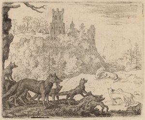 Reynard lähtee mäyrän kanssa, luultavasti n. 16451656. tekijältä Allart van Everdingen