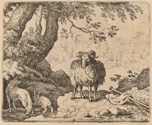 Reynard palaa kotiin oinaan ja kanin saattajana, luultavasti n. 16451656. tekijältä Allart van Everdingen