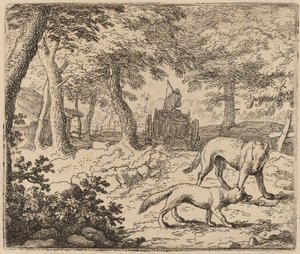 Reynard ja susi ennen kalakärryä, luultavasti n. 16451656. tekijältä Allart van Everdingen