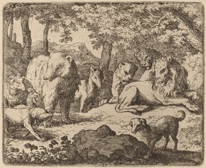 Reynard vapautetaan kertomaan tarinansa, luultavasti n. 16451656. tekijältä Allart van Everdingen