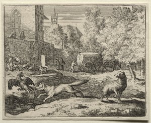 Reynard the Fox: Reynard Chasing Hens. tekijältä Allart van Everdingen