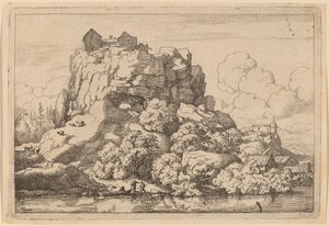 Joki korkean kallion juurella, luultavasti n. 16451656. tekijältä Allart van Everdingen