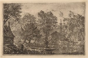 Skiff joen rannalla, luultavasti n. 16451656. tekijältä Allart van Everdingen