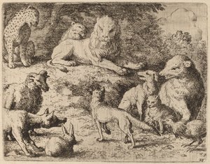 Eläimet esittävät syytteensä Reynardia vastaan, luultavasti n. 16451656. tekijältä Allart van Everdingen