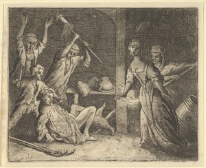 Kissaa, joutui ansaan, kohtelevat huonosti talon ihmiset, 1650-75. tekijältä Allart van Everdingen