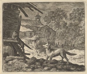 Kissa kiipeää navettaan, 1650-75. tekijältä Allart van Everdingen