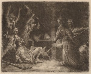 The Cat Trapped and Beaten, luultavasti c. 16451656. tekijältä Allart van Everdingen