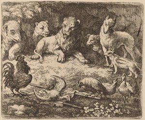O galo ataca Reynard, provavelmente c. 16451656. finlandês tekijältä Allart van Everdingen