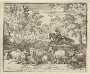 Paimen hevosen selässä jahtaa polttaria, 1650-75. tekijältä Allart van Everdingen