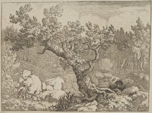 Urheilija lähellä suurta puuta, 1600-luku. tekijältä Allart van Everdingen