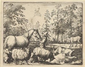 Tarina hevosesta, joka haluaa kostaa polttarit, 1650-75. tekijältä Allart van Everdingen