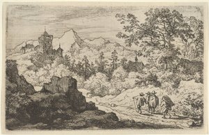 Kolme miestä ja portteri, 1600-luku. tekijältä Allart van Everdingen