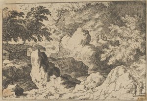 Kolme miestä kalliolla, 1600-luku. tekijältä Allart van Everdingen