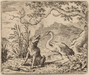 Susi ja kurki, luultavasti n. 16451656. tekijältä Allart van Everdingen