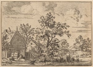 Kaksi tynnyriä mökin edessä, luultavasti c. 16451656. tekijältä Allart van Everdingen