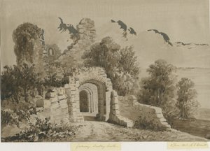 Dudleyn linna - The Gateway: punaseepia-pesupiirros, 8. kesäkuuta 1843 tekijältä Allen Edward Everitt