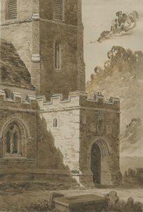 Lichfield - Pyhän Mikaelin kirkon pohjoinen kuisti: tummanpunainen seepiapiirros, nd [9.9.1842] (piirustus) tekijältä Allen Edward Everitt