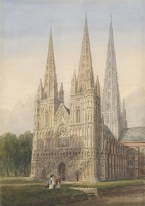 Lichfieldin katedraali - Länsirintama: vesivärimaalaus, nd [6.9.1842]
