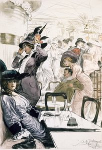 Cafe Society, Pariisista: Moeurs, Costumes et Attitudes 1912-13, Voi. 1: Les Bars, julkaistu 1914 (värilitho)
