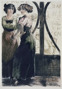 Street Girls, Pariisista: Moeurs, Costumes et Attitudes 1912-13, Vol. 1: Les Bars, julkaistu 1914 (värilitho)