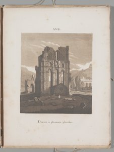 Litografian taide: Italian kirkon rauniot, levy XVII
