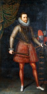 Arkkiherttua Albertin muotokuva seisomassa täyspitkänä kädessään baton, 1593 tekijältä Alonso Sánchez Coello