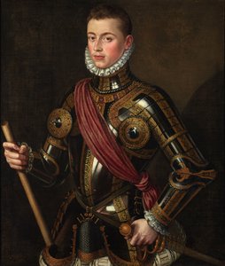 Espanjaksi:  Don Juan de Austria armado Don Juan of Austria aseistettu. tekijältä Alonso Sánchez Coello