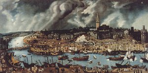 Sevillan satama, noin 1590 tekijältä Alonso attr. to Sanchez Coello