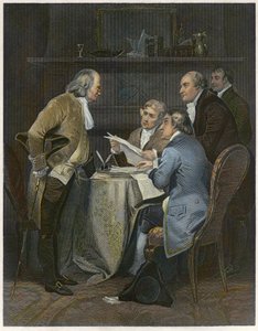 Itsenäisyysjulistuksen laatiminen vuonna 1776 tekijältä Alonzo Chappel