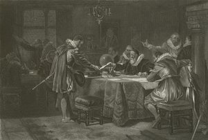 Henry Hudson sai toimeksiannon Dutch East India Companylta, 1609 tekijältä Alonzo Chappel