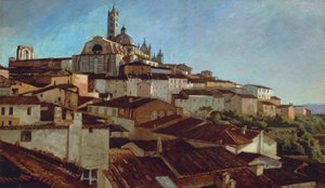 Siena, Alfonso Hollaender (1845-1923), öljy kankaalle, pahvi, 31x51 5 cm tekijältä Alphons Hollaender