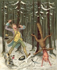 Paroni Münchausenin seikkailut (chromolitho) tekijältä Alphonse Adolphe Bichard