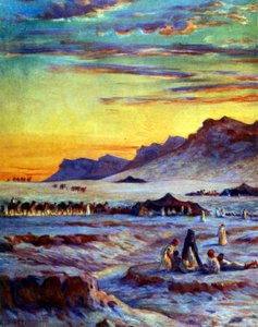 Grupo de nômades árabes no deserto. por Nasreddine Dinet (Alphonse-Étienne Dinet). 1861 1929. um pintor orientalista francês 1918 finlandês
