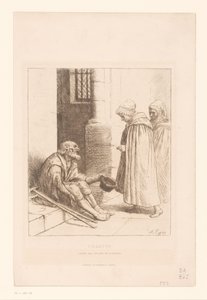 Captaire en una escala Acabament de caritat (títol sobre objecte). tekijältä Alphonse Legros