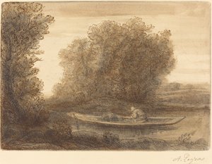 Mutka Un coin de riviere -joessa. tekijältä Alphonse Legros