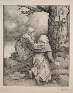 Kumarrus Tree Larbre de salut -puun edessä. tekijältä Alphonse Legros