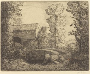Silta tehtaalla (Le pont du moulin) tekijältä Alphonse Legros