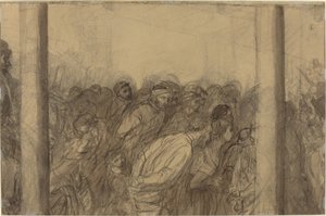 Ihmisjoukko kahden pylvään välissä [käänteinen] tekijältä Alphonse Legros