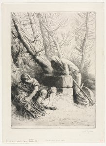 Kuolema ja puunhakkaaja, 1881. tekijältä Alphonse Legros