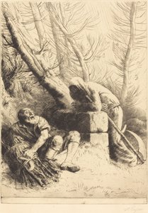 Kuolema ja puunhakkaaja, 4. levy La mort et le bucheron. tekijältä Alphonse Legros