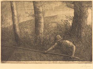 Kalastaja vanneverkolla La peche a la vaivaa. tekijältä Alphonse Legros