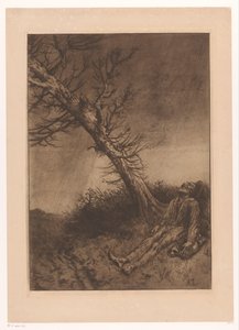 Kuollut vanha mies puun alla Le mort du Vagabond tekijältä Alphonse Legros
