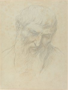 Kiharat hiukset ja parta omaavan miehen pää tekijältä Alphonse Legros