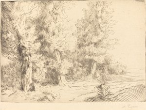 Fontainebleaun metsässä (Dans la foret de Fontainebleau) tekijältä Alphonse Legros