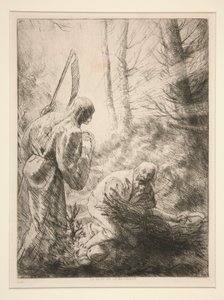 La Mort at le Bucheron, nro 2 (Kuolema ja puunhakkaaja) tekijältä Alphonse Legros