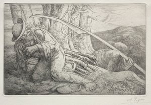 Kuolema ja puunhakkaaja 5. lautanen. tekijältä Alphonse Legros