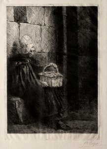 Maisema Boulognen läheisyydessä, nimeltään Woman with a Basket tekijältä Alphonse Legros