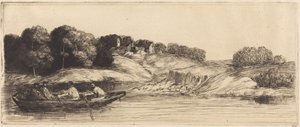 Maisema ja vene, 1. kuvalaatta tekijältä Alphonse Legros