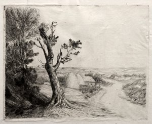 Maisema Strawstacks kanssa tekijältä Alphonse Legros